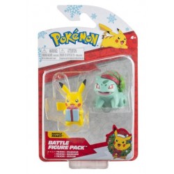 Pokémon - Pack 2 Battle Figurine - Christmas Edition Pack: Pikachu & Bulbasaur 5 cm