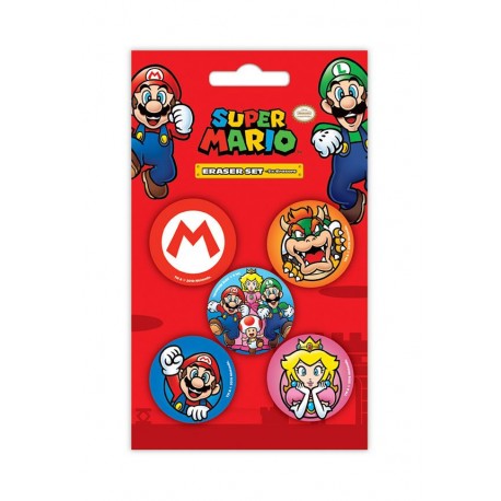 Super Mario Eraser 5-Pack Case